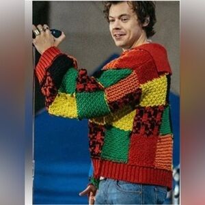 Harry Styles Patchwork Unisex Colorful patchwork handmade cardigan OS